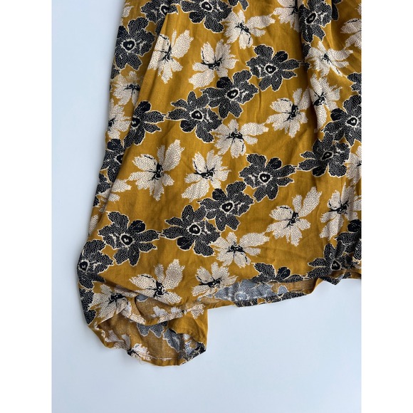 Doe & Rae Floral‎ Print Mustard Yellow Black White Lace Trim Boho - Maybe Medium - Picture 3 of 16